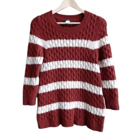 J. Crew Sweaters - J.Crew Sweater 100% Merino Wool Chunky Cable Knit Wide Stripes Size S